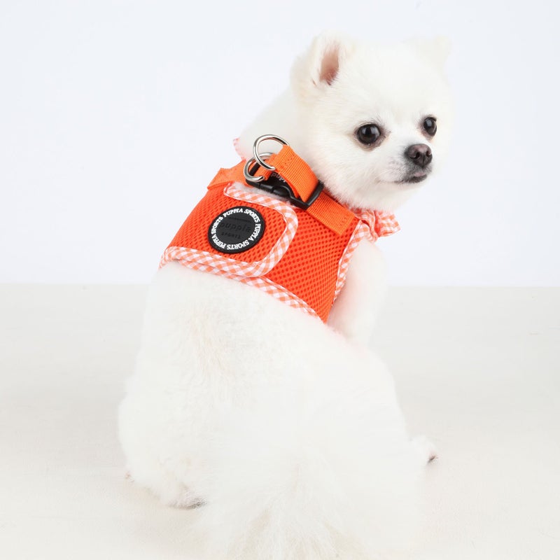 Puppia Vivien Vest Dog Harness Step-in All Season Mesh Cute No Pull No Choke Walking Training for Small Dog, Orange, Medium - Image 5